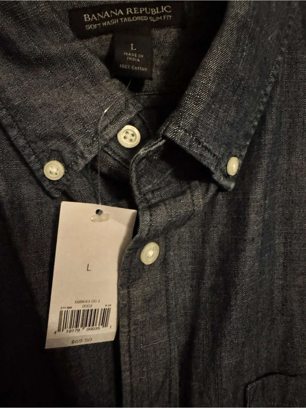 Banana Republic Men's Button-Down Chambray Shirt - Denim Blue